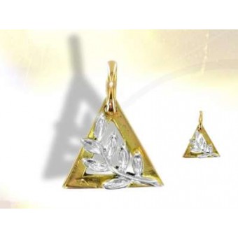 Pendentif maçonnique Triangle acacia OR et ARGENT