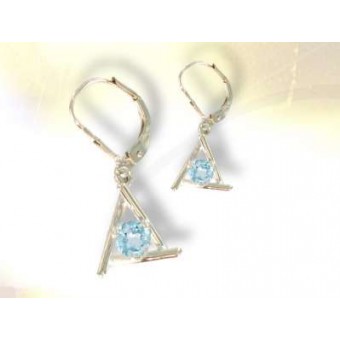 Pendientes dormilones topacio azul