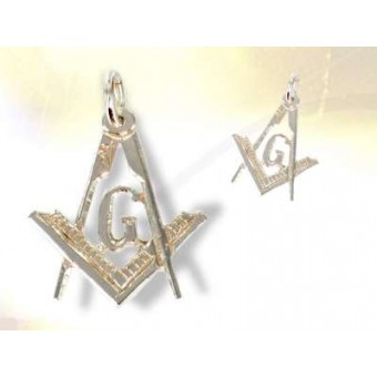 Silver Square and Compass masonic pendant